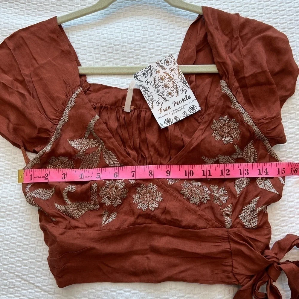 Free People Sahara Embroidered Top In Rust Combo Size XS